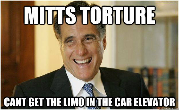 Mitts torture cant get the limo in the car elevator  Mitt Romney