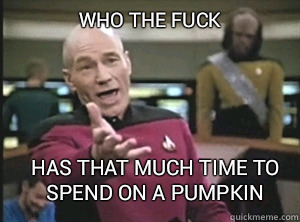 who the fuck has that much time to spend on a pumpkin  Annoyed Picard