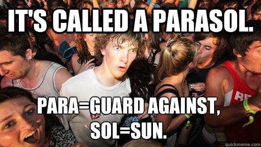 It's called a parasol. Para=Guard against,
Sol=Sun.  Sudden Clarity Clarence