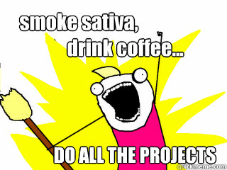 smoke sativa, 
                         drink coffee... DO ALL THE PROJECTS  All The Things