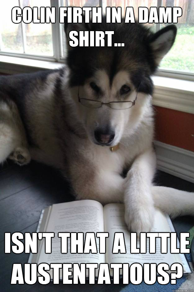 Colin Firth in a damp shirt...
   Isn't that a little Austentatious?  Condescending Literary Pun Dog