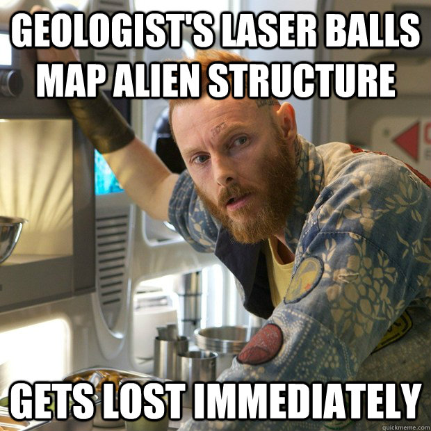 geologist's laser balls map alien structure gets lost immediately  Prometheus - geologist