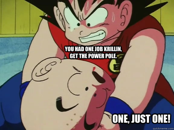 You had one job krillin, get the power pole. One, just one!  One job krillin