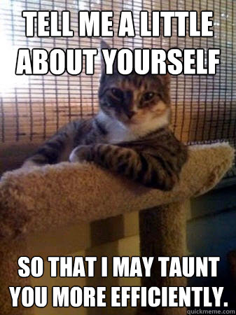 Tell me a little about yourself so that I may taunt you more efficiently.  The Most Interesting Cat in the World