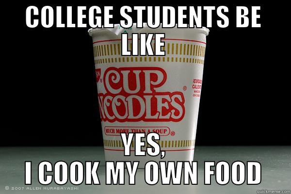 COLLEGE STUDENTS BE LIKE YES, I COOK MY OWN FOOD Misc