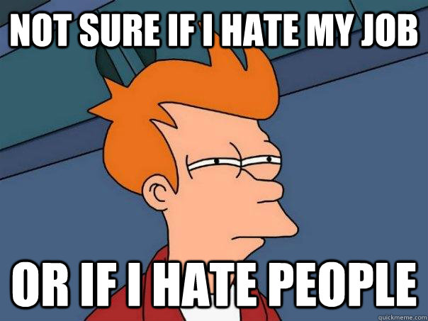 Not sure if I hate my job Or if I hate people  Futurama Fry