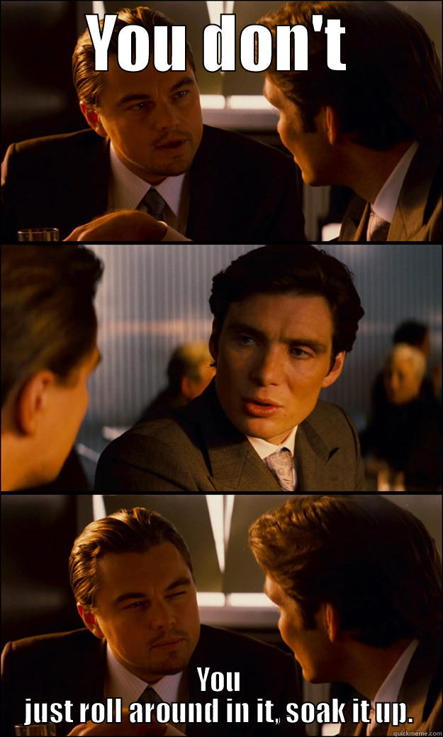 YOU DON'T YOU JUST ROLL AROUND IN IT, SOAK IT UP. Inception