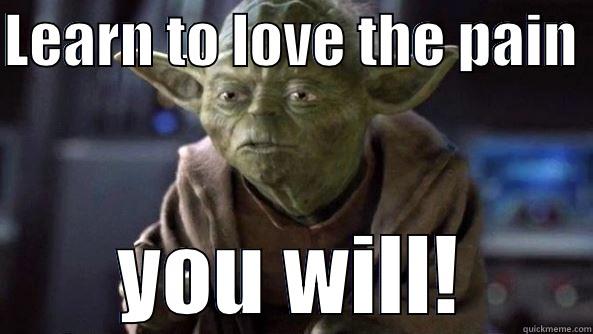 LEARN TO LOVE THE PAIN  YOU WILL! True dat, Yoda.