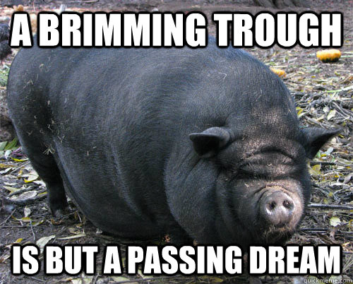 a brimming trough is but a passing dream - a brimming trough is but a passing dream  implacable pig