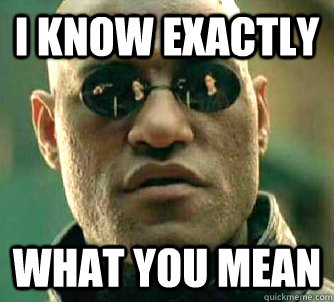 I know exactly what you mean - I know exactly what you mean  Matrix Morpheus
