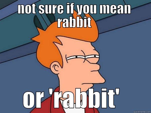 NOT SURE IF YOU MEAN RABBIT OR 'RABBIT'  Futurama Fry