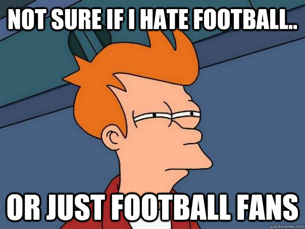 not sure if i hate football.. or just football fans  Futurama Fry