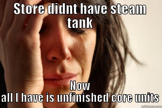 STORE DIDNT HAVE STEAM TANK NOW ALL I HAVE IS UNFINISHED CORE UNITS First World Problems