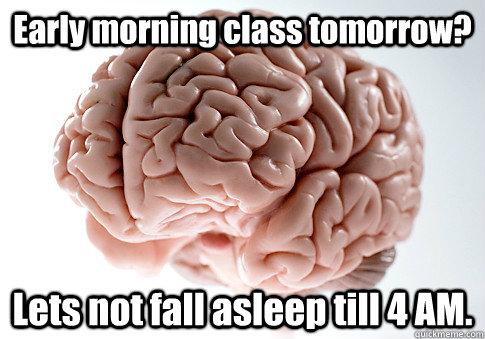 Early morning class tomorrow? Lets not fall asleep till 4 AM.   Scumbag Brain