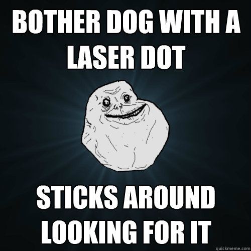 bother dog with a laser dot sticks around looking for it   Forever Alone