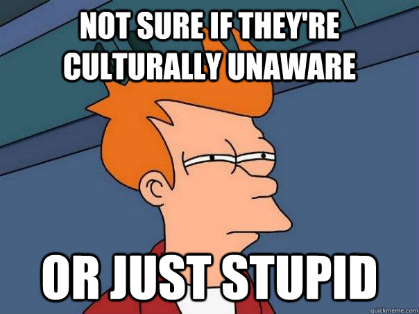 Not sure if they're culturally unaware Or just stupid  Futurama Fry