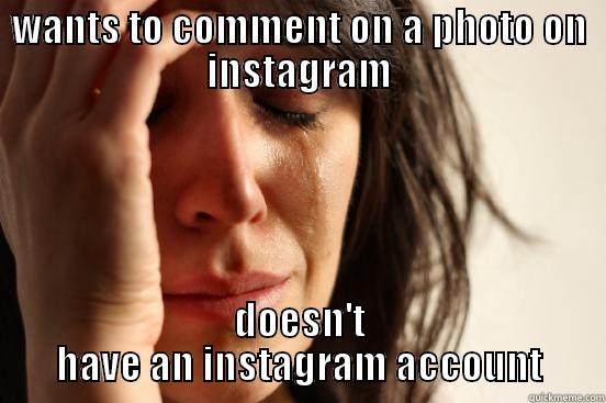WANTS TO COMMENT ON A PHOTO ON INSTAGRAM DOESN'T HAVE AN INSTAGRAM ACCOUNT First World Problems