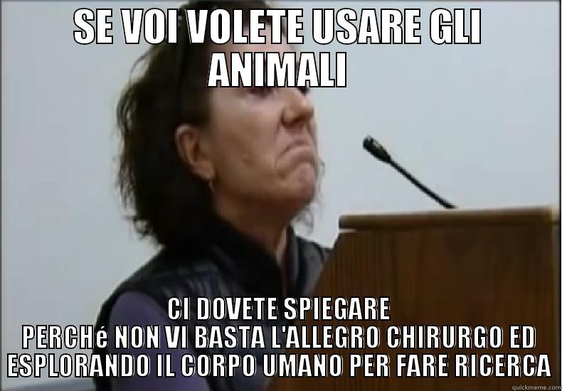 SE VOI VOLETE USARE GLI ANIMALI CI DOVETE SPIEGARE PERCHÉ NON VI BASTA L'ALLEGRO CHIRURGO ED ESPLORANDO IL CORPO UMANO PER FARE RICERCA Misc