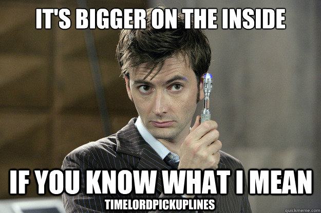 It's bigger on the inside If you know what I mean timelordpickuplines - It's bigger on the inside If you know what I mean timelordpickuplines  Good Guy David Tennant