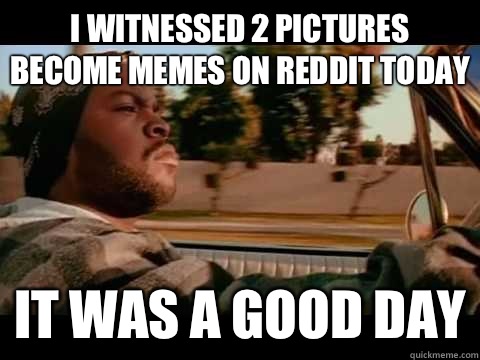 I witnessed 2 pictures become memes on reddit today It was a good day  Good day cube