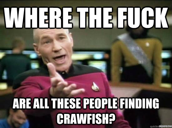 Where the fuck are all these people finding crawfish?  Annoyed Picard HD