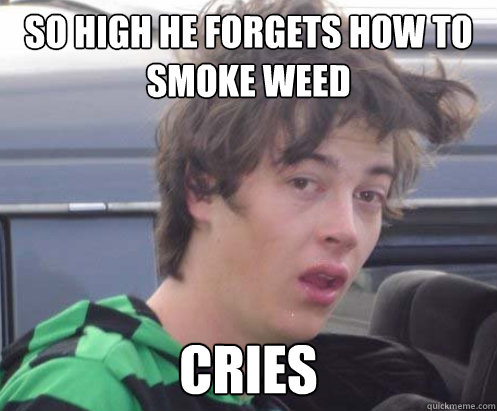so high he forgets how to smoke weed cries  