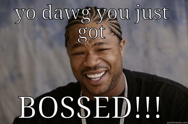 that face you make when your boy gets bossed  - YO DAWG YOU JUST GOT BOSSED!!! Xzibit meme