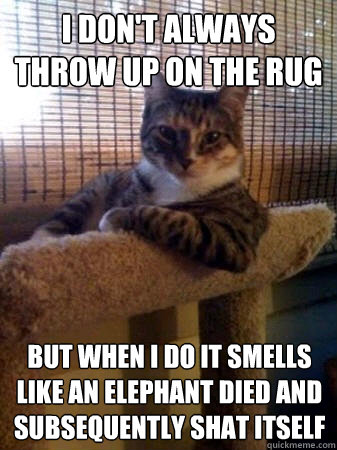 I don't always throw up on the rug but when I do it smells like an elephant died and subsequently shat itself  The Most Interesting Cat in the World