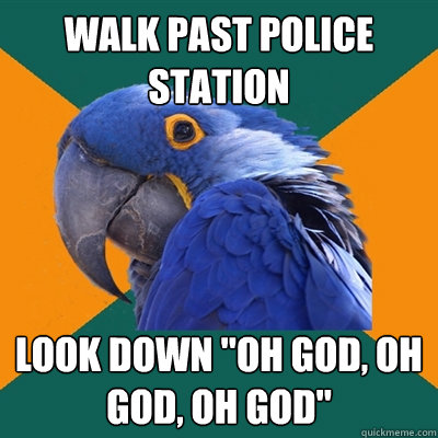 walk past police station look down 