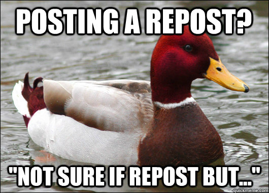 Posting a repost?  