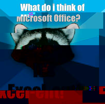 What do i think of Microsoft Office? It's Excel-ent!  Lame Pun Coon