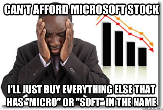 Can't afford microsoft stock i'll just buy everything else that has 