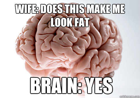 Wife: Does this make me look fat Brain: Yes  Scumbag Brain