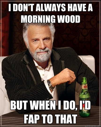 I don't always have a morning wood But when I do, I'd fap to that  The Most Interesting Man In The World