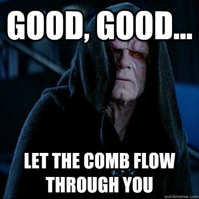 Good, good... let the comb flow through you - Good, good... let the comb flow through you  Sith lord