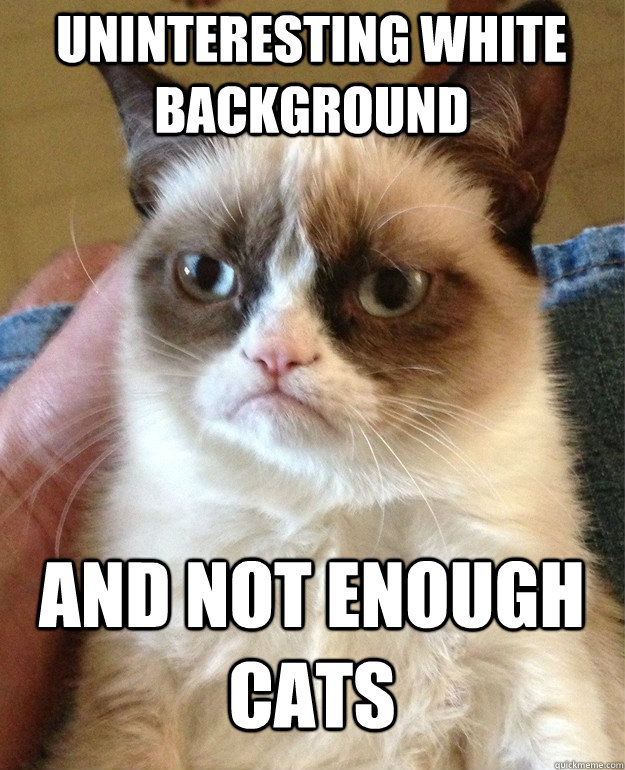 uninteresting white background and not enough cats  Grumpy Cat
