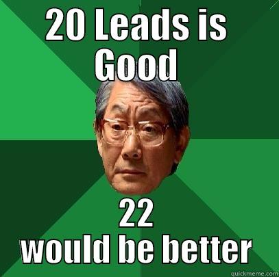SDR delivery - 20 LEADS IS GOOD 22 WOULD BE BETTER High Expectations Asian Father