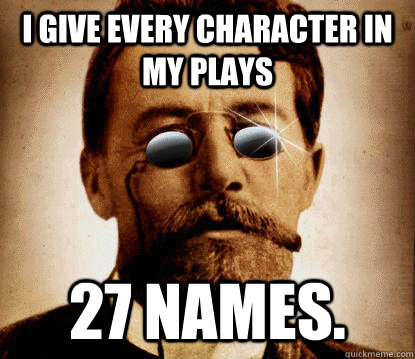 I give every character in my plays 27 names.  