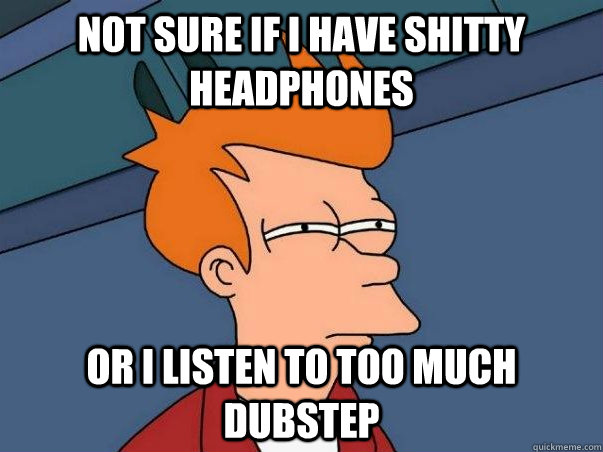 Not sure if I have shitty headphones Or I listen to too much dubstep  Not sure Fry