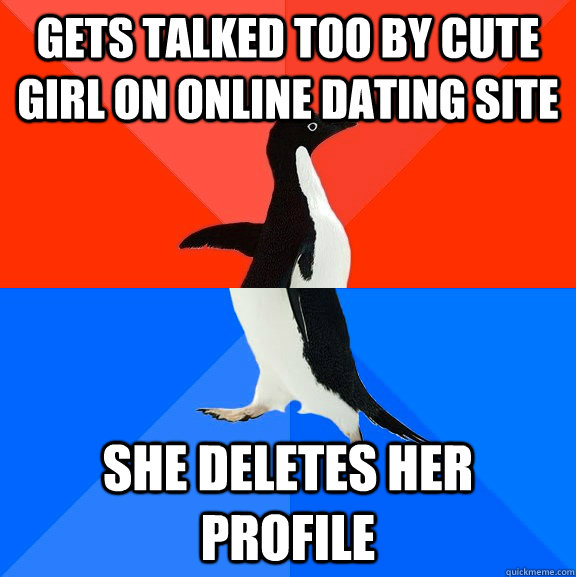 Gets talked too by cute girl on online dating site She deletes her profile - Gets talked too by cute girl on online dating site She deletes her profile  Socially Awesome Awkward Penguin