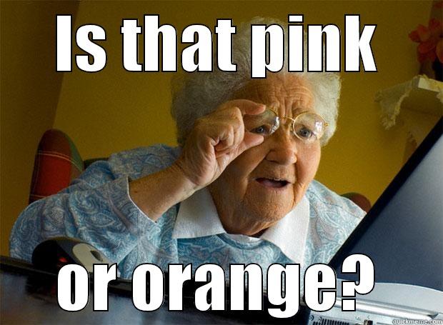 IS THAT PINK OR ORANGE? Grandma finds the Internet