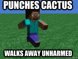 Punches Cactus walks away unharmed  Minecraft Logic