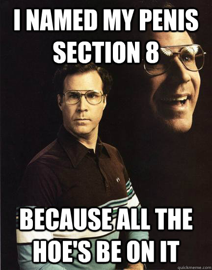 I named my penis Section 8 Because all the hoe's be on it - I named my penis Section 8 Because all the hoe's be on it  Will Ferrel