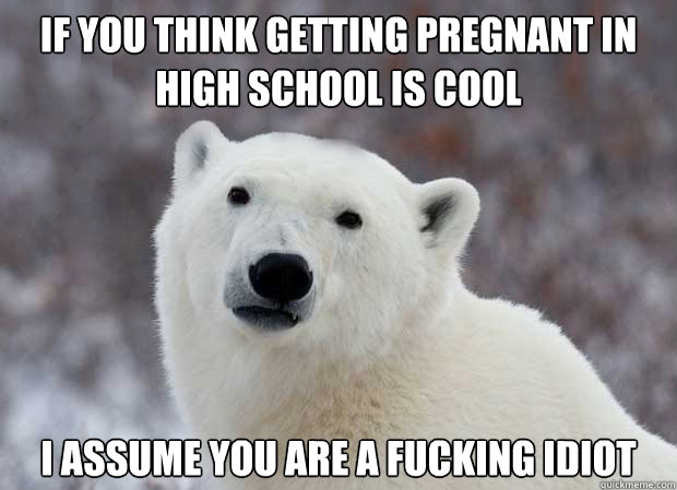 If you think getting pregnant in high school is cool I assume you are a fucking idiot  Popular Opinion Polar Bear