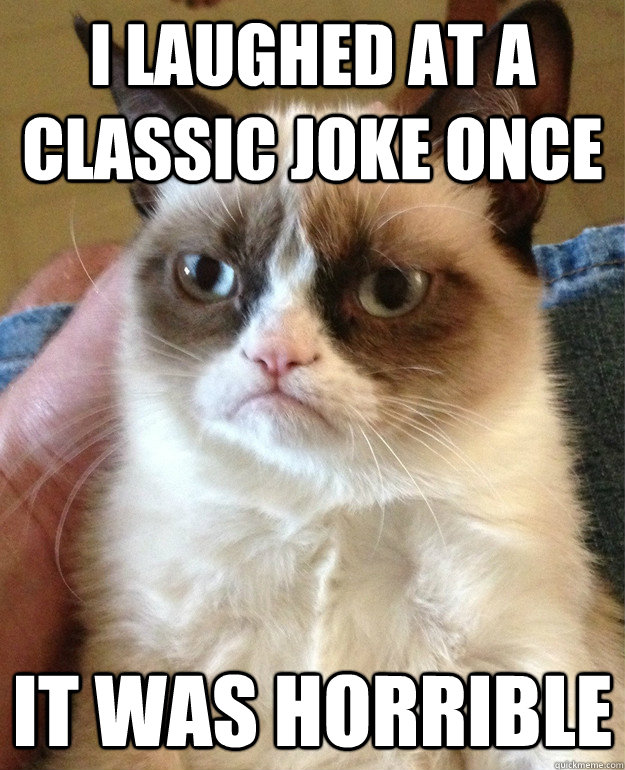 I laughed at a classic joke once It was horrible  Grumpy Cat