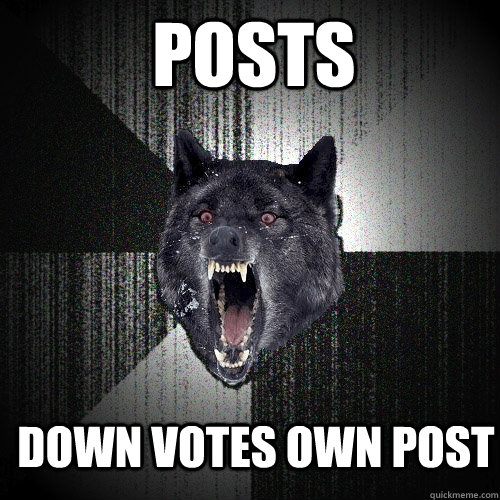 posts down votes own post  Insanity Wolf