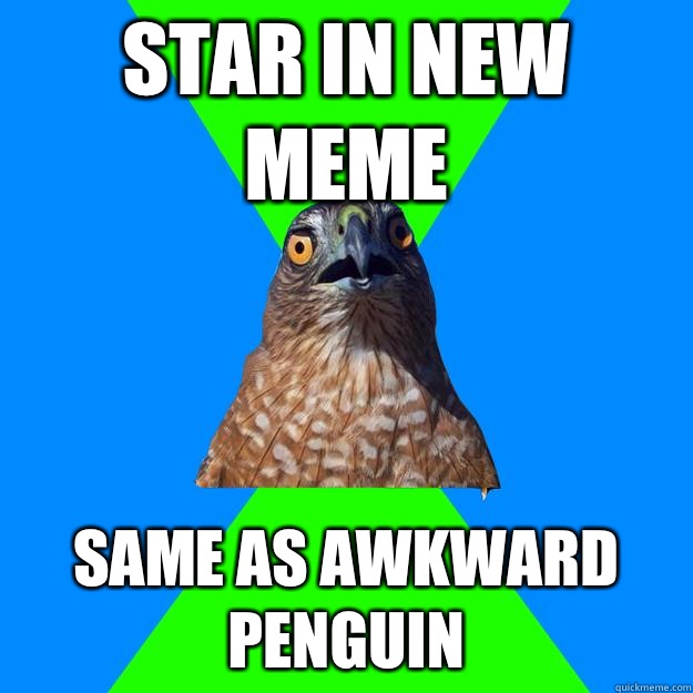 Star in new meme Same as awkward penguin  Hawkward