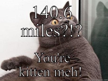 140.6 MILES?!? YOU'RE KITTEN MEH!  conspiracy cat