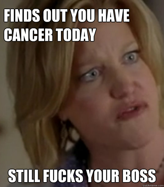 Finds out you have cancer today still fucks your boss
  Breaking Bad Skylar