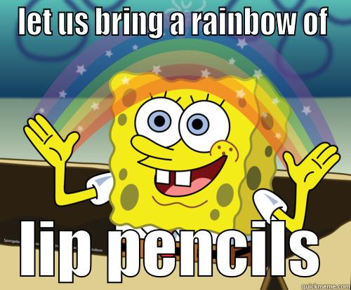 Makeup Hoarders - LET US BRING A RAINBOW OF LIP PENCILS Spongebob rainbow